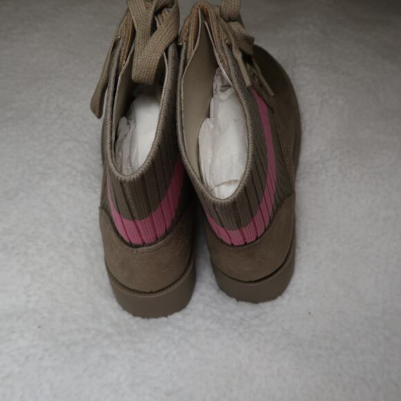 Aerosoles Sirie Kids Chelsea Ankle Fashion Boots Taupe Girls Size 1 Knit Pink - Picture 10 of 13